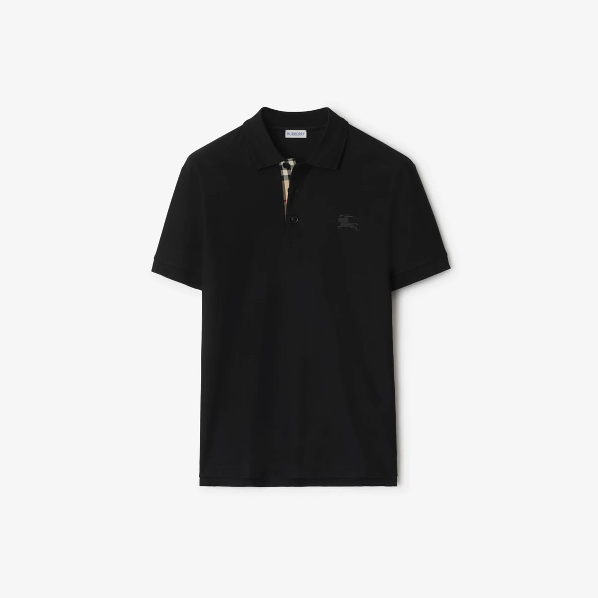 Polo Burberry noir avec patte Check