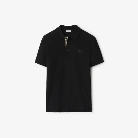 Polo Burberry noir avec patte Check