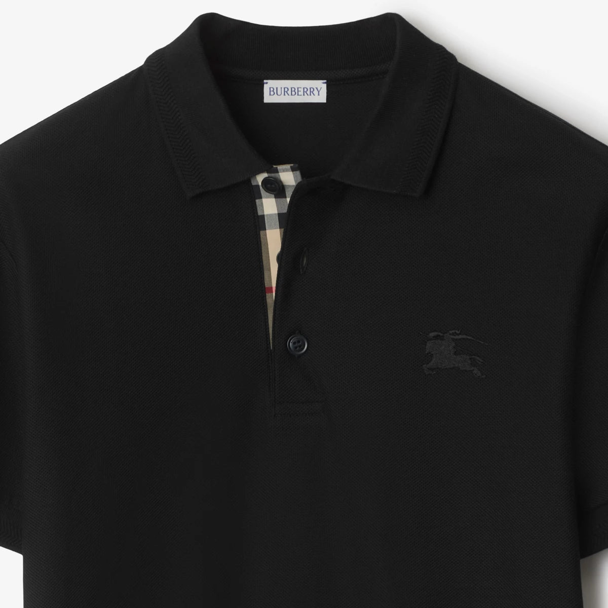 Polo Burberry noir avec patte Check