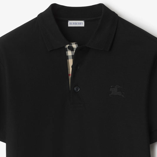 Polo Burberry noir avec patte Check